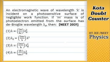 An electromagnetic wave of wavelength λ is incident on a photosensitive surface of negligible work