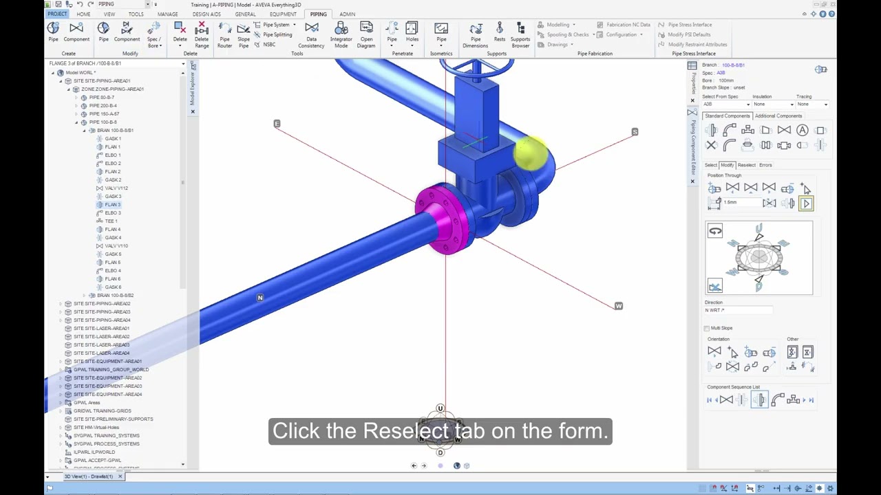 AVEVA E3D Piping | 12 Piping Component Editor Form   Reselect