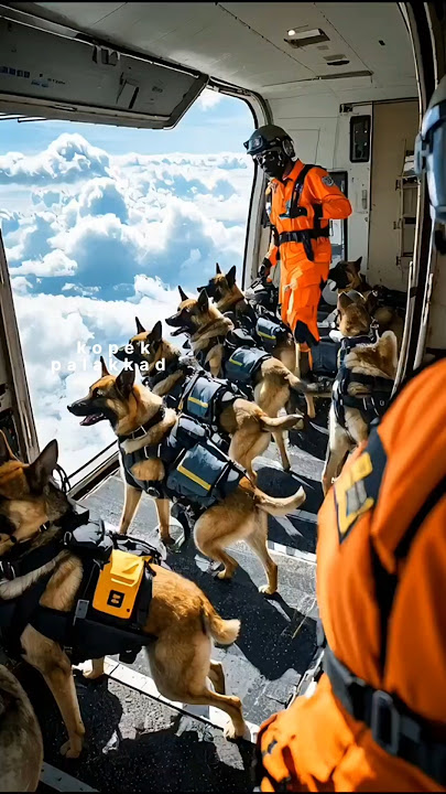 US MILITARY dogs parachute out airplanes and rappel down from helicopters