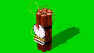 Dynamite Bomb With Clock Timer - 10 Sec.time Laps - Green Screen - Free Use