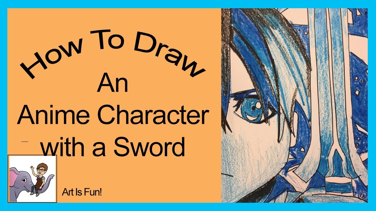 Detailed sketch of a heroic anime character with a sword