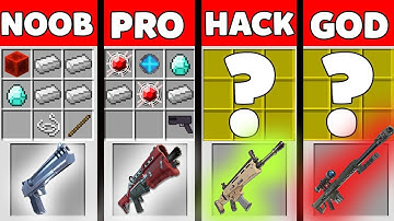 Minecraft Battle: Noob vs PRO vs HACKER vs GOD : SUPER FORTNITE GUNS CRAFTING Challenge - Animation