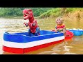 Bibon monkey goes boat bath in a bathtub full to pick fruit animal islands