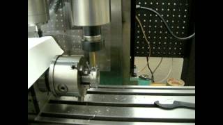 Modified rotary table and timing pulley cut. Linuxcnc (emc2) running on Pico-SAM9G45