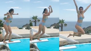 Karishma Tanna in bikini. tv and bollywood actress enjoying in bikini poolside 2019 ❤️.