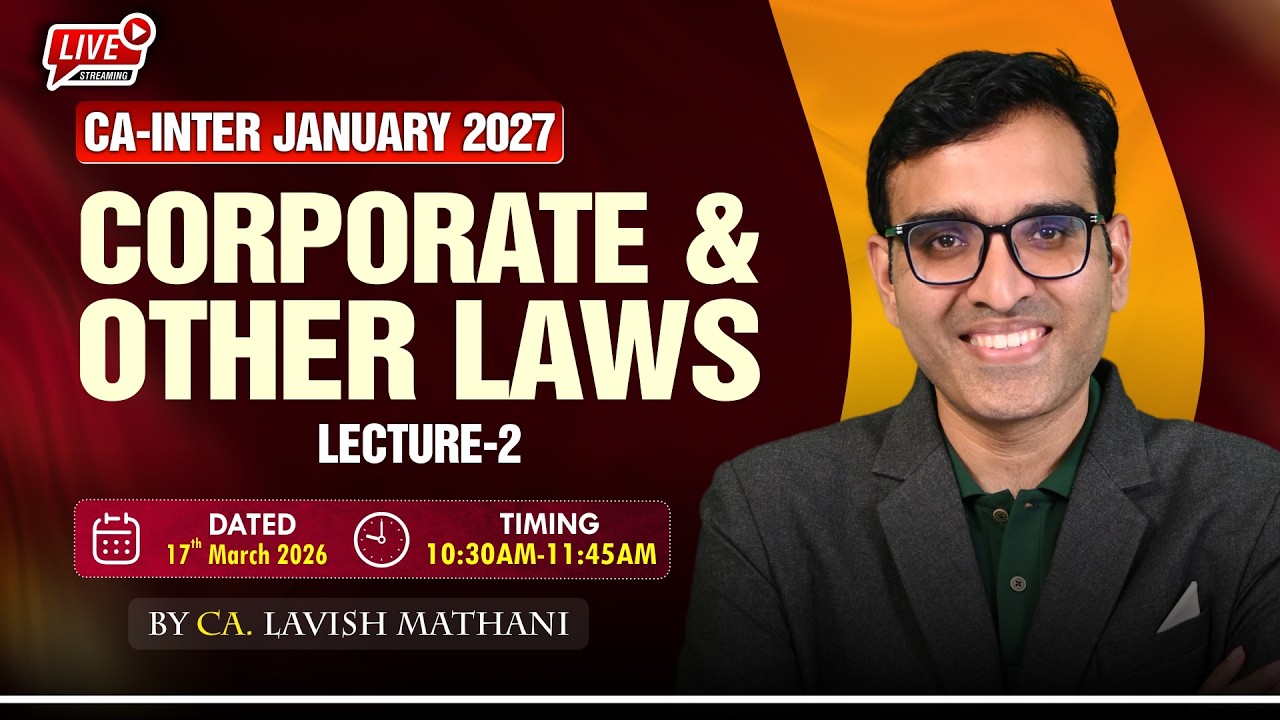 CA-INTERMEDIATE JAN-27 : CORPORATE & OTHER LAWS : LECTURE-2 || BY : CA ...