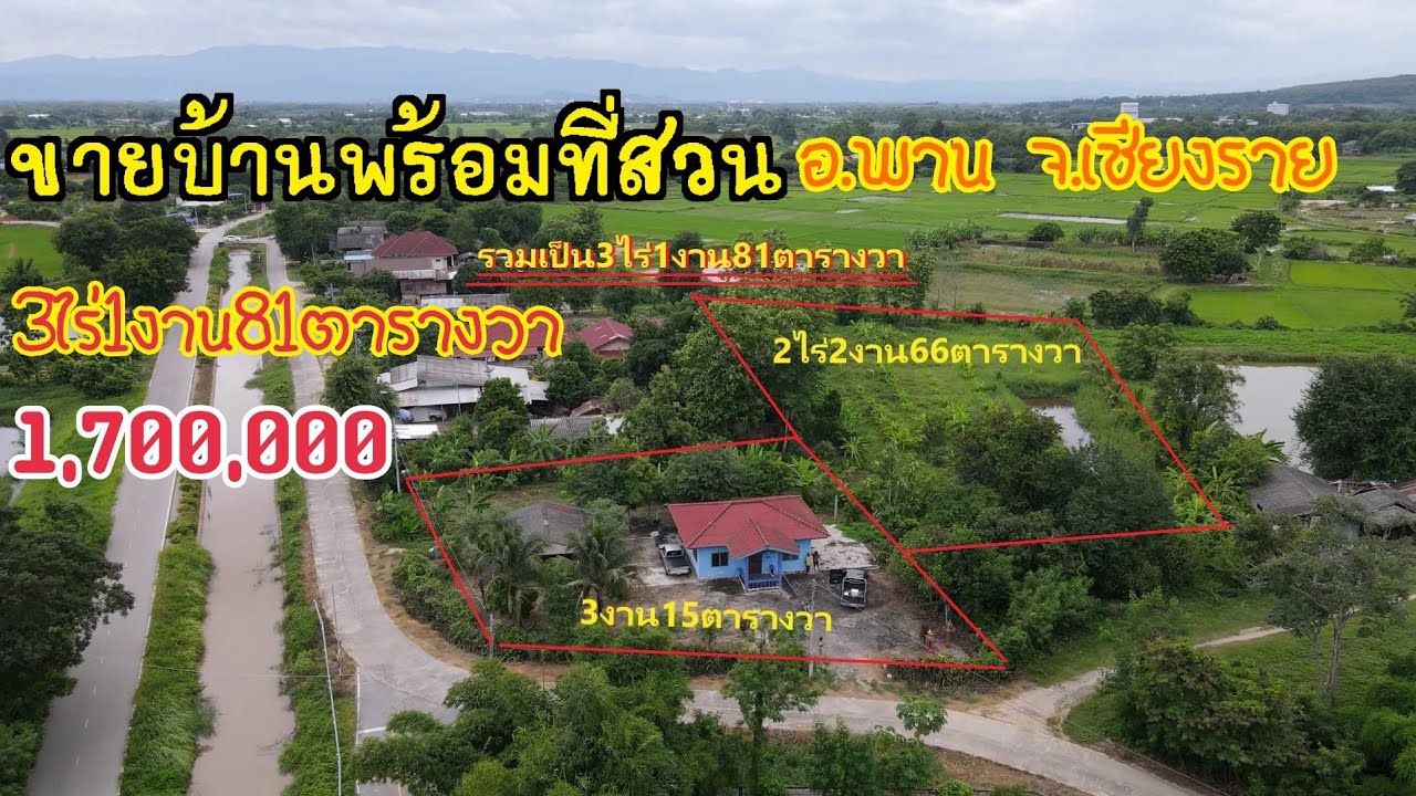 Ep537ขายที่ดินพร้อมบ้าน เนื้อที่3ไร่1งาน81ตารางวาขายยก2โฉนดราคา1,700,000บาทค่าโอนคนละครึ่ง