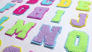 WISHTIME Custom Patch Chenille Letter Embroidery Self Adhesive Patches Letter Iron On Patches