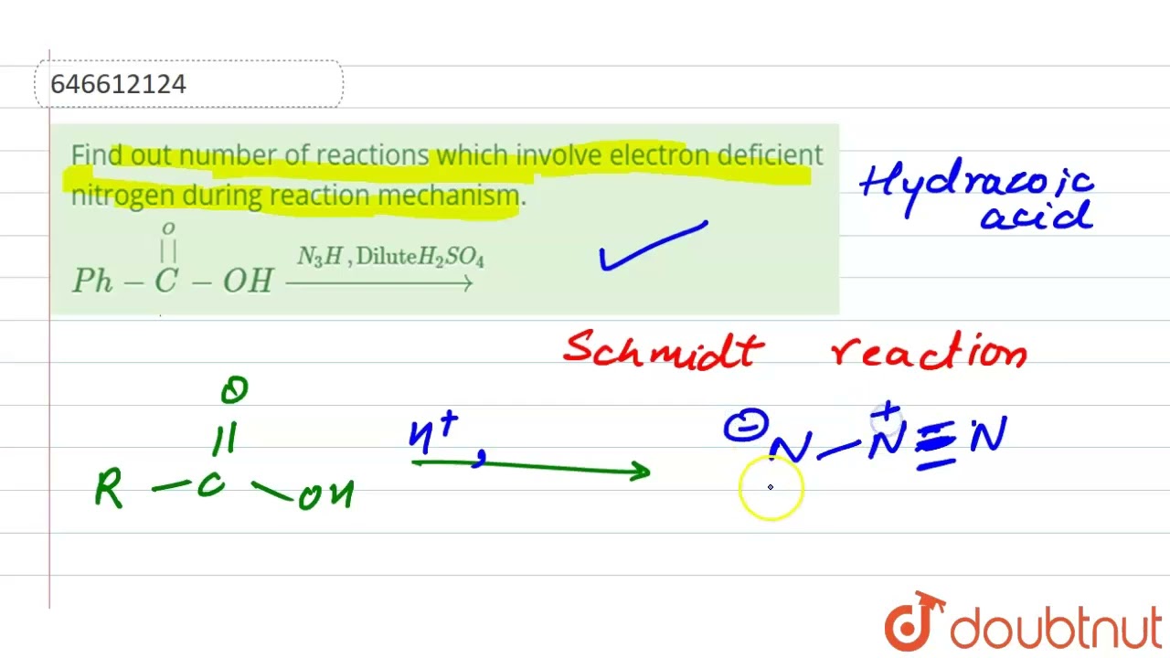Find out number of reactions which involve electron deficient nitrogen during reaction mechanism...