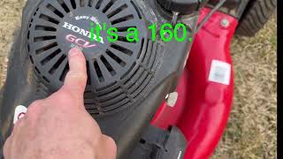 Starting and walk around of a Troy-Bilt Lawnmower TB130.