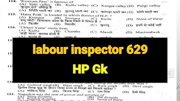 LABOUR INSPECTOR (629) HP GK portion 24 Oct 2018