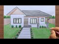 How to draw a house in 1point perspective step by step