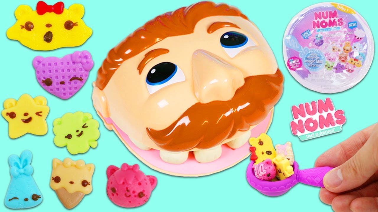 Feeding Mr. Play Doh Head Num Noms Cereal Surprise Toys! YouTube