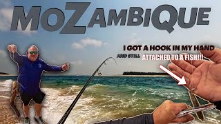 LIGHT TACKLE SPINNING IN MOZAMBIQUE! WINDS AND STRONG SEAS FORCED US TO FISH FROM SHORE.