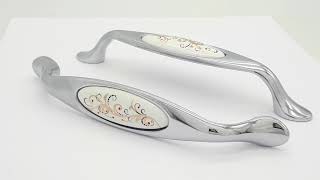 Ручка Скоба С Золотым Орнаментом С Керамикой 128Mm Mona Porselen Хром-Лоза