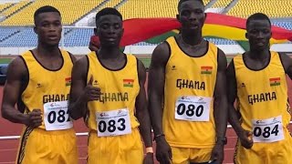 Team Ghana runs 40.10sec in U20 Boys 4x100m Relay. CAA Region 2 Championship. Cape Coast 2022.