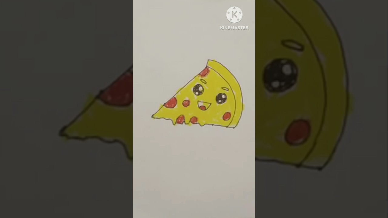 Pizza drawing / smiley Pizza drawing / cute Pizza drawing 