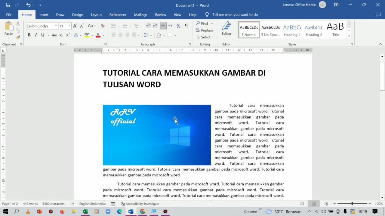 Cara Mudah Memasukkan Gambar ke Tulisan / Dokumen Ms Word - YouTube
