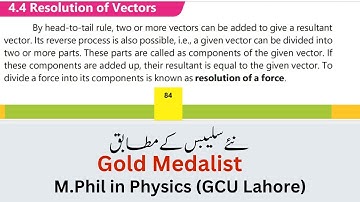 Resolution Of Vectors  | Chapter 4 | Class 9th Physics | Punjab Textbook Board New Syllabus 2025