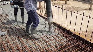 Concrete Pouring on a big roof slab by ready-mix concrete - Part 1
