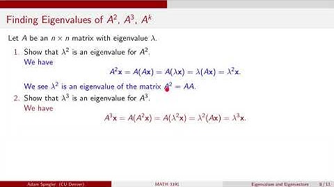 MATH 3191: Finding Eigenvalues of A^k