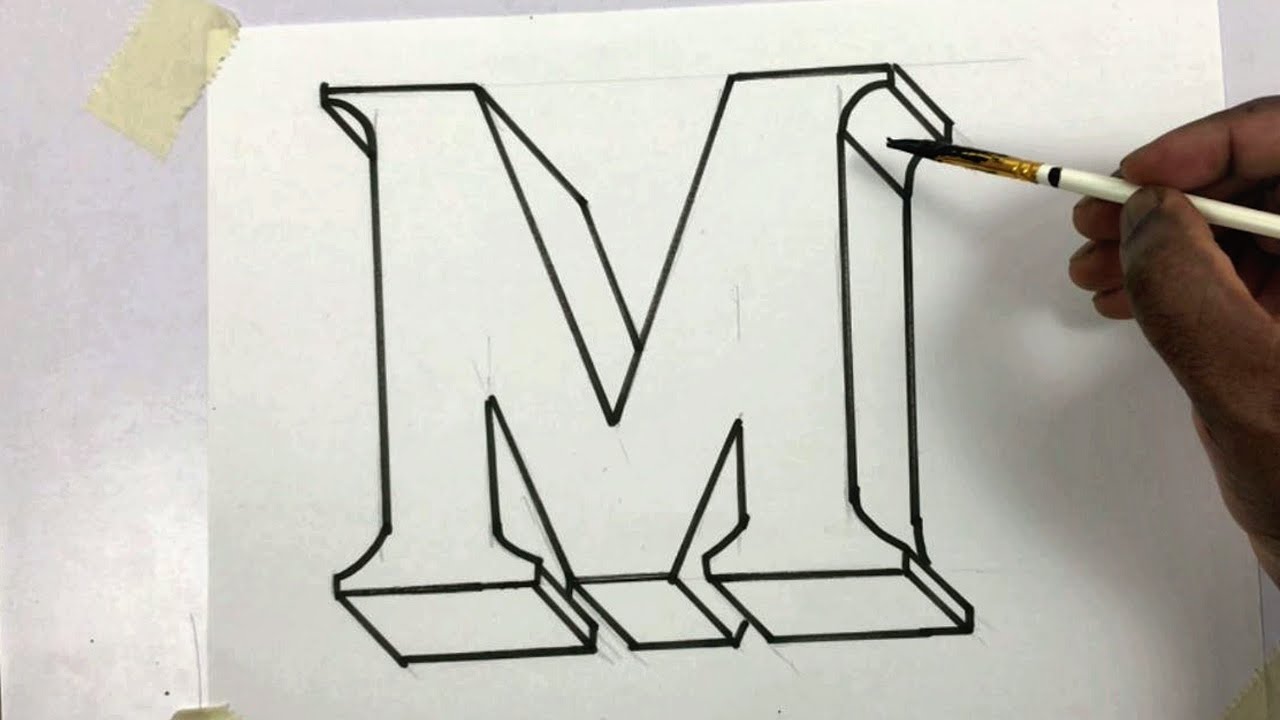 Draw letter M in 3D for assignment and project work | Alphabet M ...