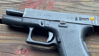 Gen 2 Glock 23 with 40S&W and 9mm conversion barrel at the range. Reliability and accuracy testing