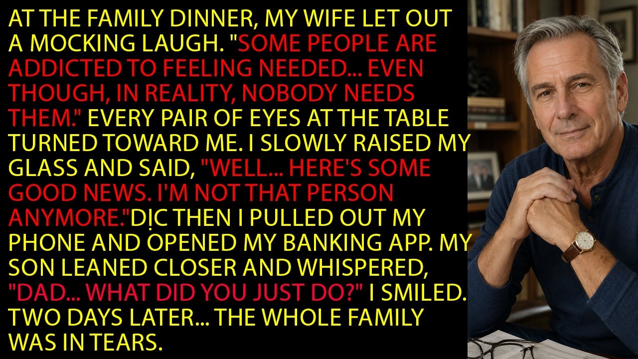 At my 61st birthday dinner, my wife raised her glass and announced to the whole table, “Some people are addicted to feeling needed, even though in reality nobody needs them anymore.” Every fork...