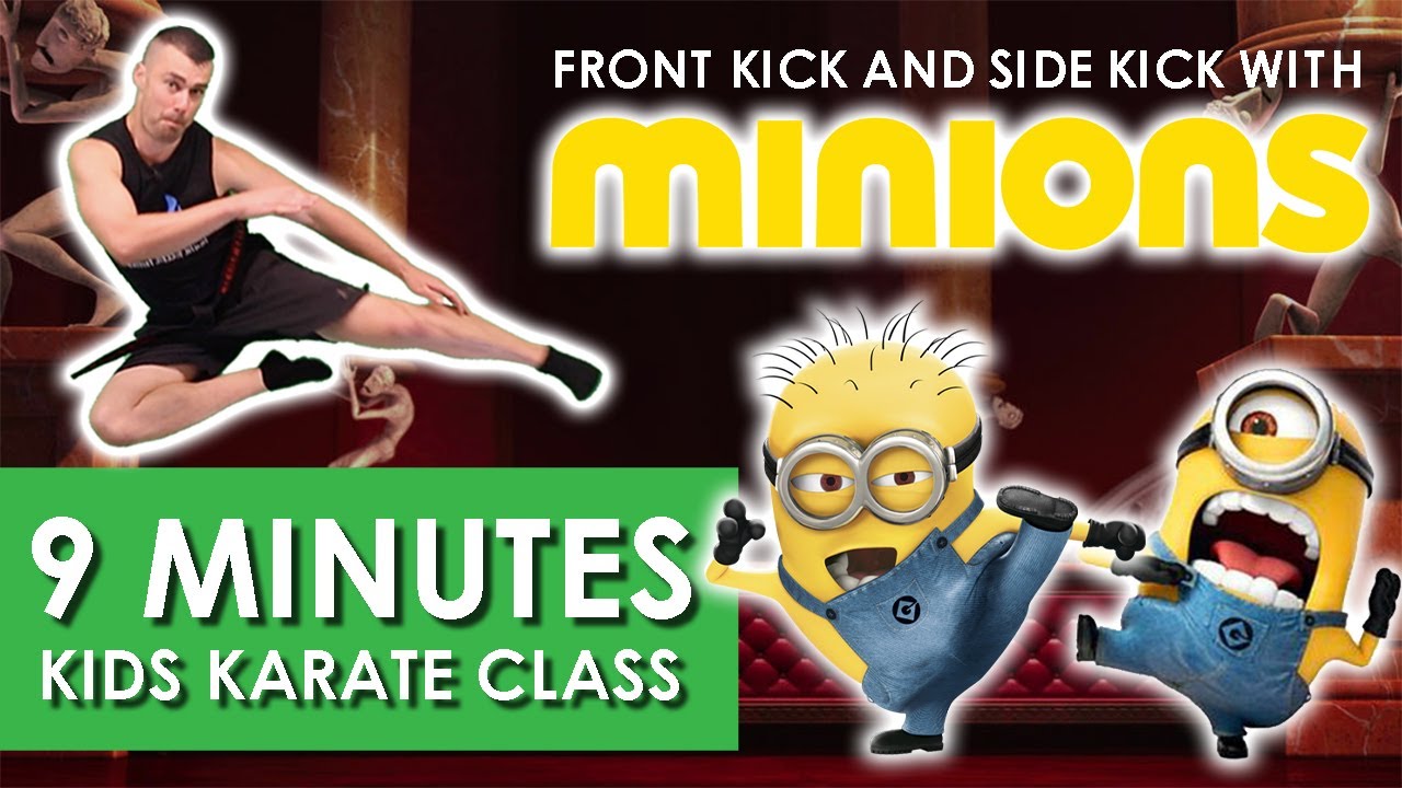 FRONT KICK and SIDE KICK 9 MIN KIDS KARATE CLASS, kids karate lesson