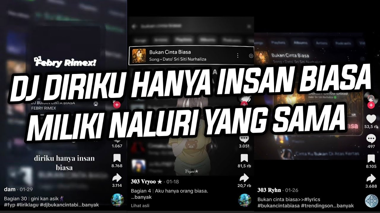 DJ DIRIKU INI HANYA INSAN BIASA MILIKI NALURI YANG SAMA DJ BUKAN CINTA BIASA REMIX VIRAL TIKTOK