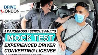 Driving Mock Test | Experienced Driver Needs to Convert License | 8 Dangerous / Serious Faults - UK
