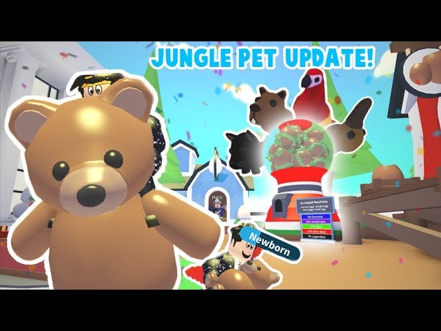 Buying New Pets In Roblox Adopt Me Jungle Update A Teddy Bear Pet Youtube - huge evil bear roblox