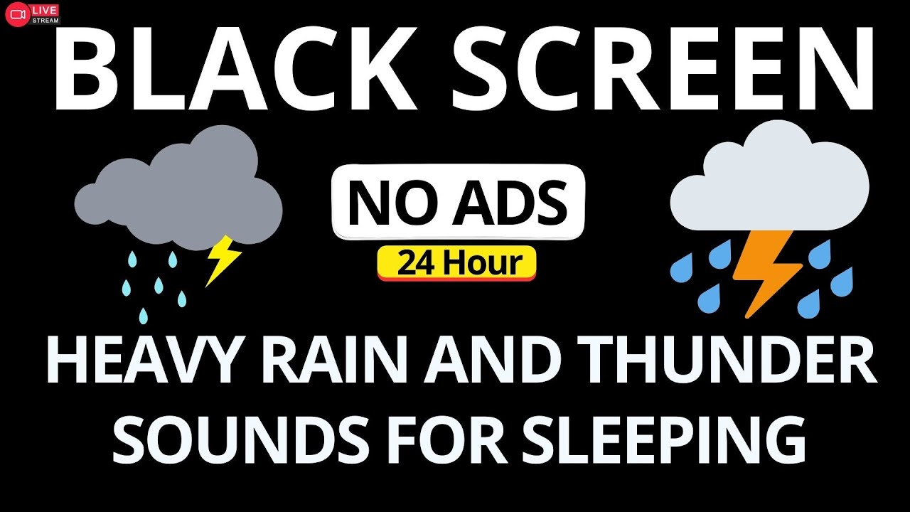 🔴 Heavy Rain and Thunder Sounds for Sleeping - Black Screen | Deep Sleep & Insomnia Relief