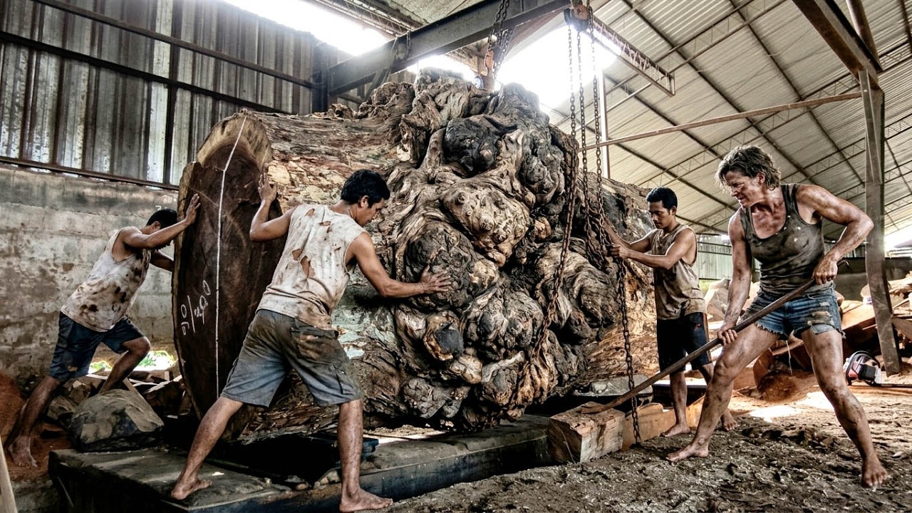SUPER ANTIQUE TREMBESI WOOD SAWN‼️ CRAZY Process That Is Rarely Seen ...