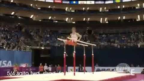 Parallel Bars Front Salto Straddle to Bent Arm Support Gymnastics Video