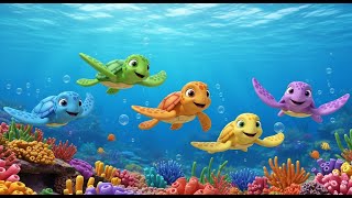 Five Little Sea Turtles Swim Swim Swim | Ocean Adventure & Counting Song