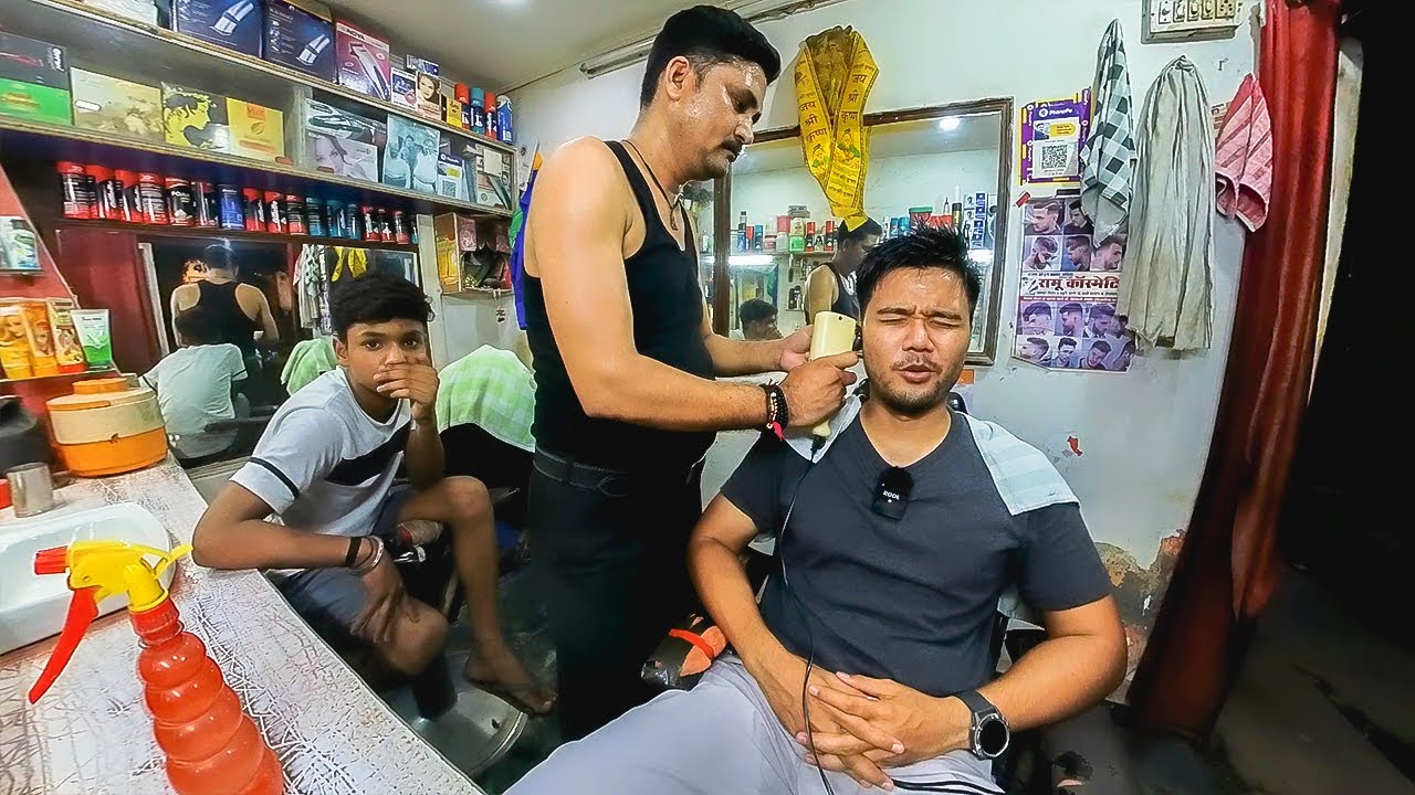 นวดหัว ปั่นหู 32฿ ที่ร้านบาร์เบอร์ในอัครา อินเดีย 🇮🇳