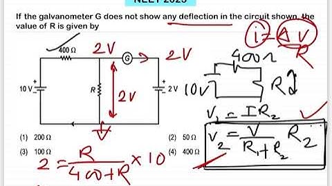 NEET 2023:(By 3 methods)If the galvanometer G does not show any deflection in the circuit shown, the
