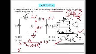 NEET 2023:(By 3 methods)If the galvanometer G does not show any deflection in the circuit shown, the