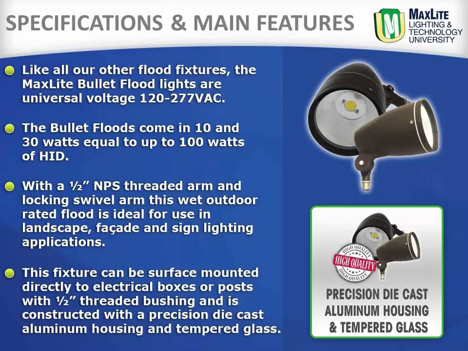 MaxLite LED Bullet Flood Light Series - Product Video - YouTube
