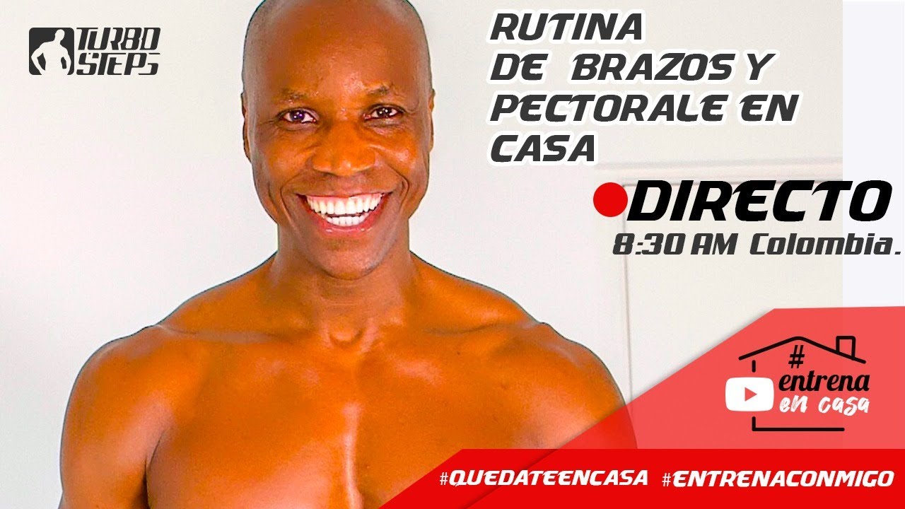 RUTINA DE BRAZOS Y PECTORALES EN CASA - YouTube