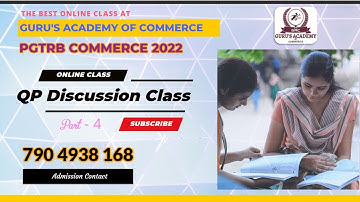 PGTRB Commerce  2022 - Question Paper Discussion -  Part 4 | Admission Begins