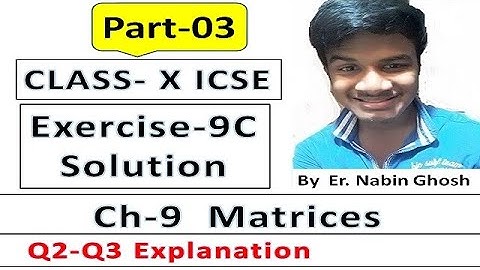 Exercise-9C Matrices Solution | Q2-Q3 | part 3 | 10th ICSE maths Chapter 9