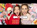PINK VS RED NO BUDGET SHOPPING CHALLENGE! 💗❤️
