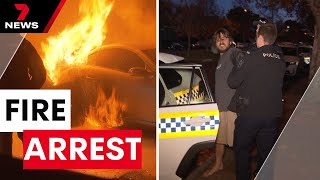 Rough sleeper arrested after Mercedes fire at Norwood | 7 News Australia