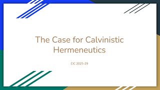 The Case for Calvinistic Hermeneutics | CIC 2025-29
In this episode, Dan Chapa and TurretinFan review The Case for Calvinistic Hermeutics, chapter 18 of An Introduction to Biblical Hermeneutics, by Walter C. Kaiser and Moisés Silva. The Case for Calvinistic Hermeneutics | CIC 2025-29