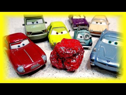 Pixar Cars Custom Leland Turbo Crushed Smashed up with Finn McMissile and the Lemons