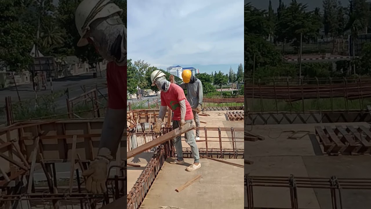 Progress menurunkan Besi beam yang sudah siap di rakit 