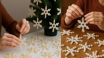 DIY Pearl Snowflake Christmas Ornaments | Handmade Beaded Christmas Tree Decor