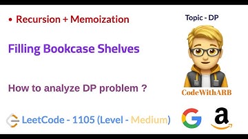 Filling Bookcase Shelves  (LeetCode 1105) (Recursion + Memoization) (DP)